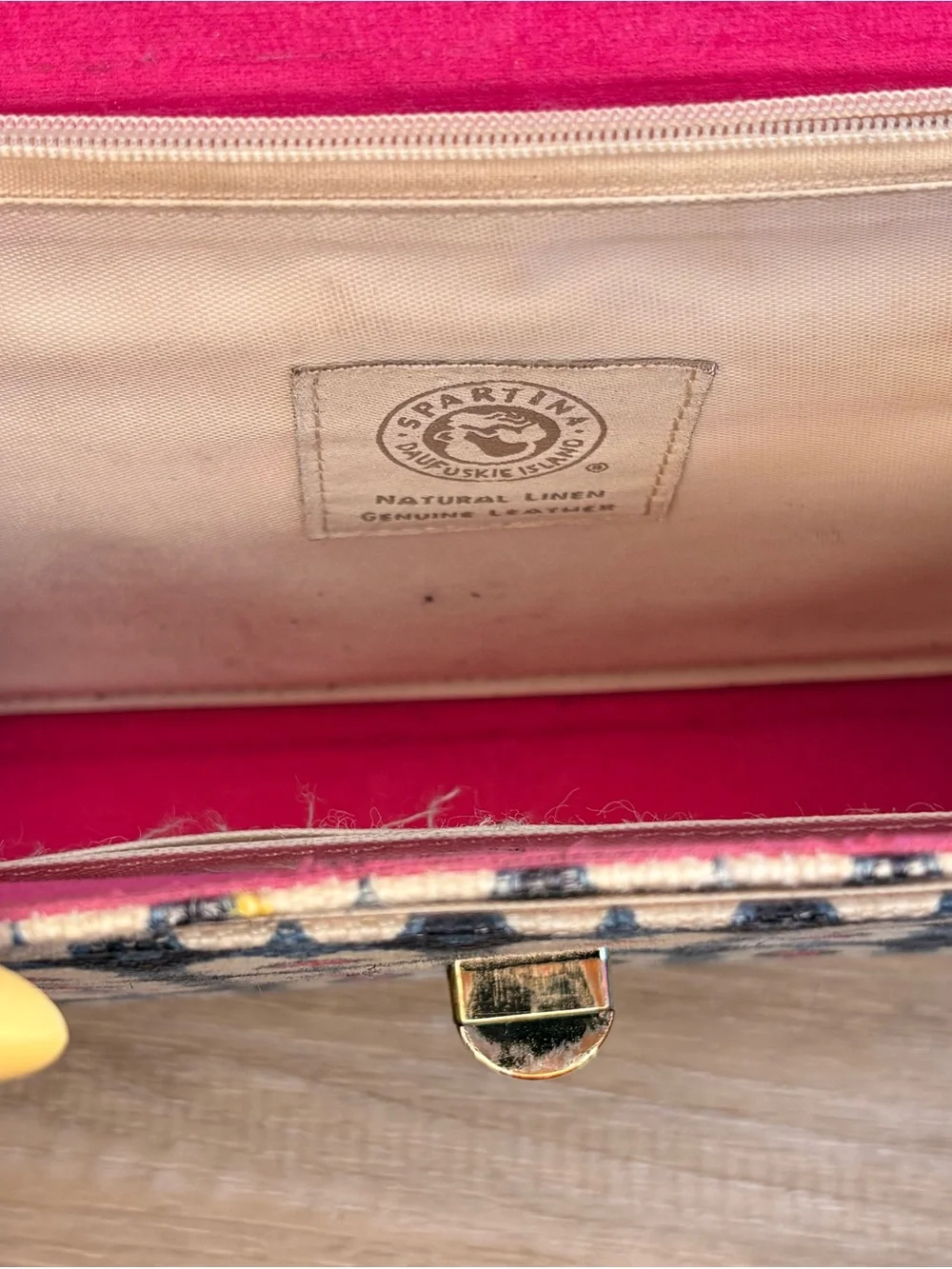 Spartina 449 Floral Linen & Leather Clutch Wallet Pink Blue | No Strap